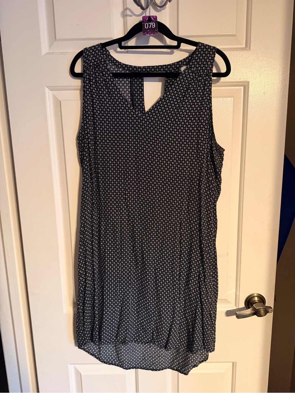Old Navy Black Sleeveless Mini Dress with White Microprint